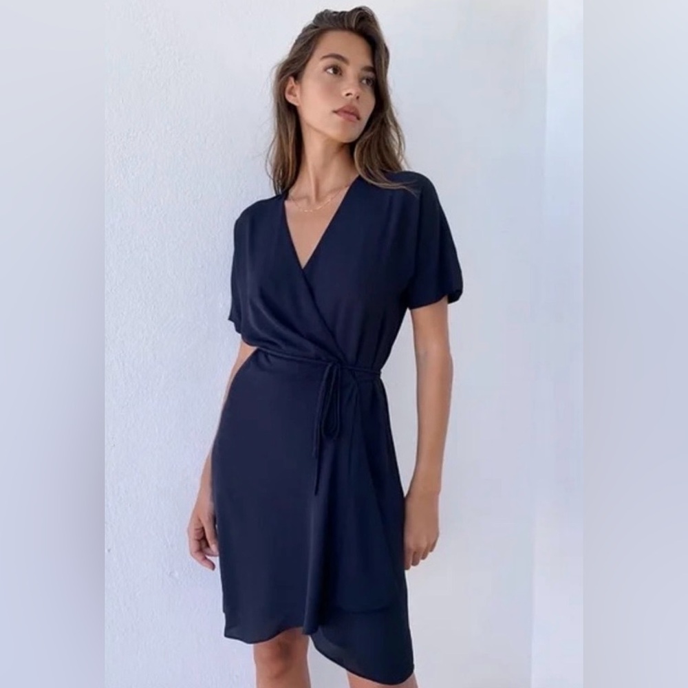 NWT Aritzia Babaton Wallace Wrap Dress Blue